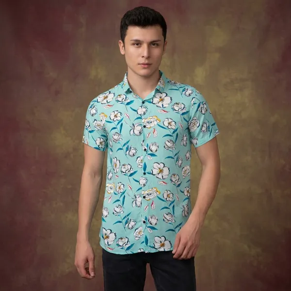 Blue_Rayon_Floral_Slim_Fit_Shirt_For_Men