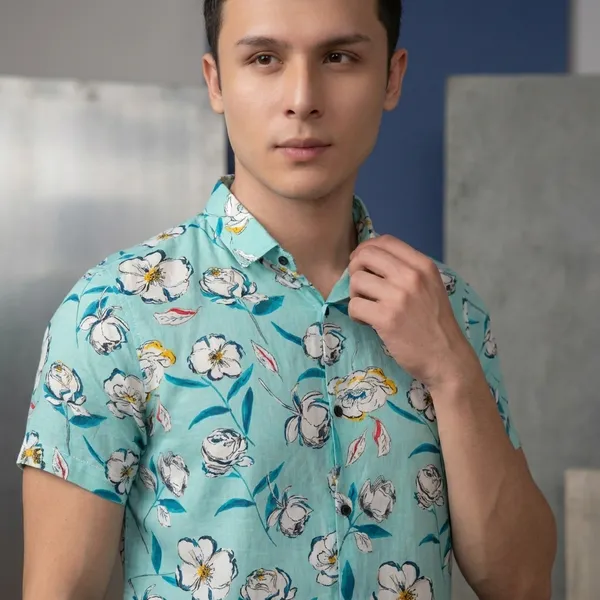 Blue_Rayon_Floral_Slim_Fit_Shirt_For_Men
