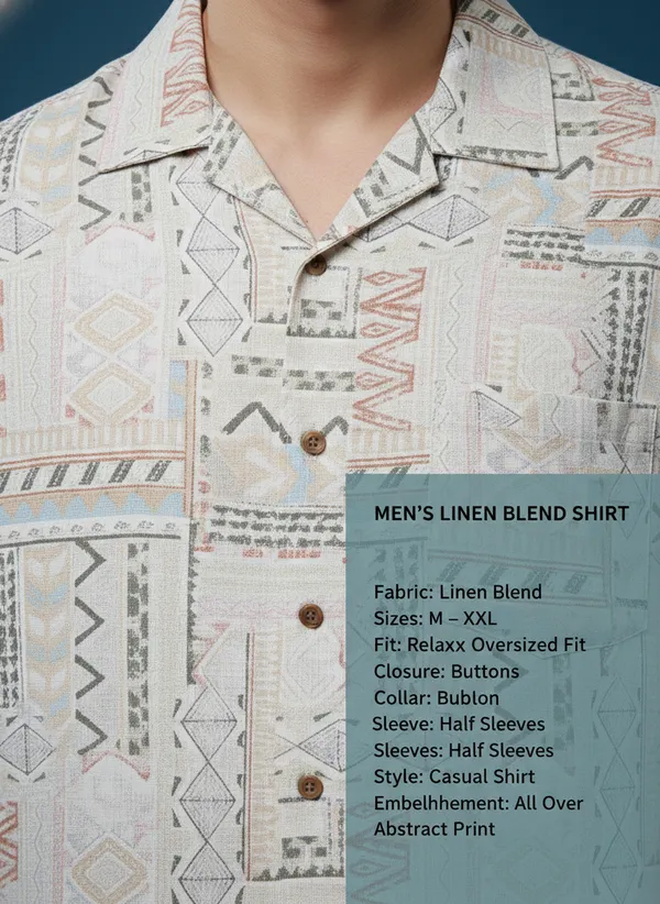 Beige_And_Off_White_Cotton_Rayon_Printed_Oversized_Fit_Half_Sleeves_Resort_Shirt_For_Men