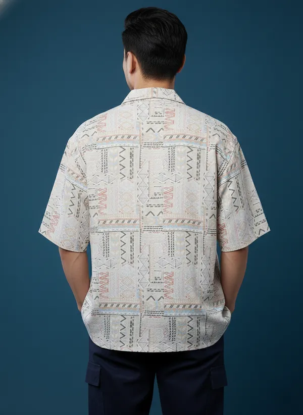 Beige_And_Off_White_Cotton_Rayon_Printed_Oversized_Fit_Half_Sleeves_Resort_Shirt_For_Men