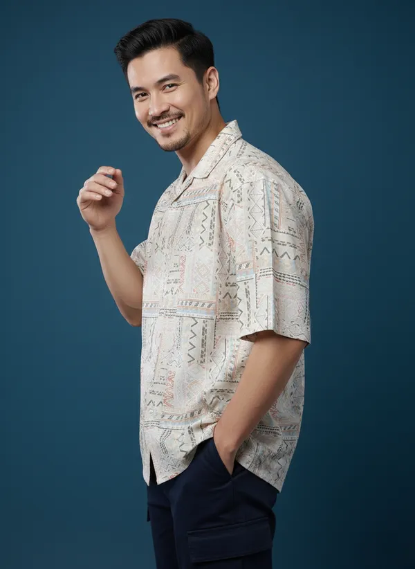 Beige_And_Off_White_Cotton_Rayon_Printed_Oversized_Fit_Half_Sleeves_Resort_Shirt_For_Men