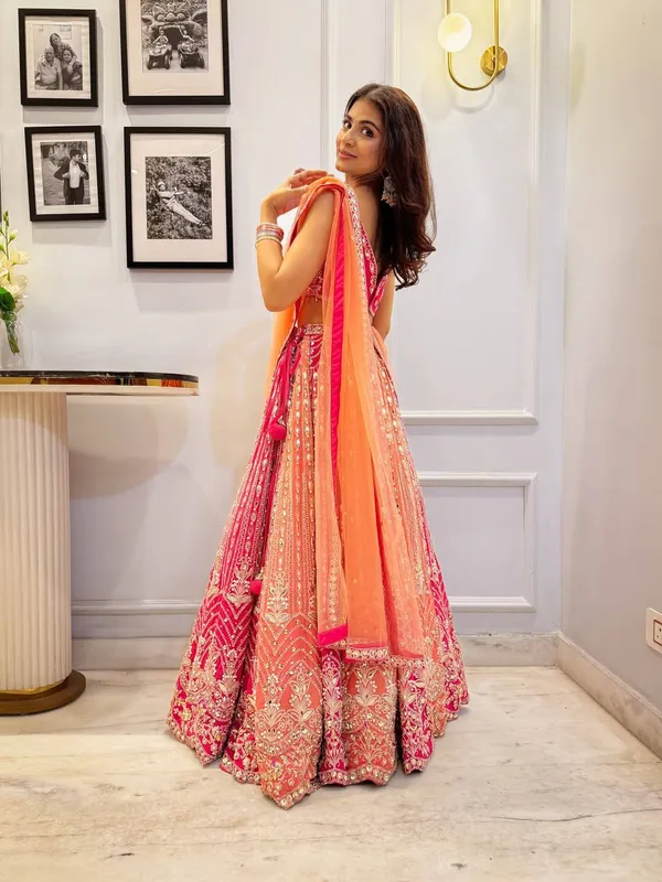 Pink_And_Orange_Embellished_Lehenga_Choli_With_Dupatta