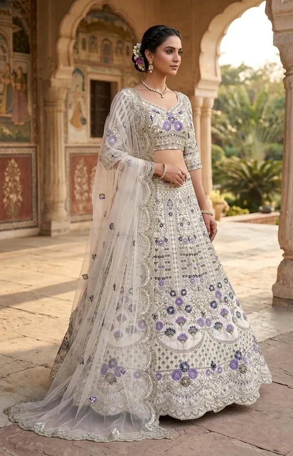 Elegant_White_Embellished_Bridal_Lehenga_Choli_Set_With_Purple_Floral_Motifs