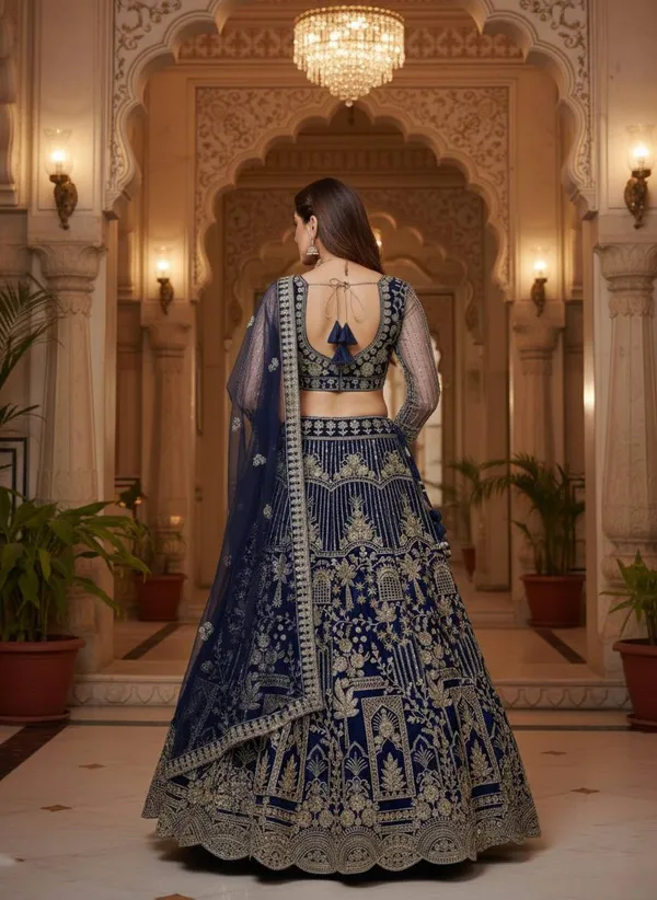 Navy_Blue_Bridal_Embroidered_Lehenga_Choli_Set_With_Dupatta