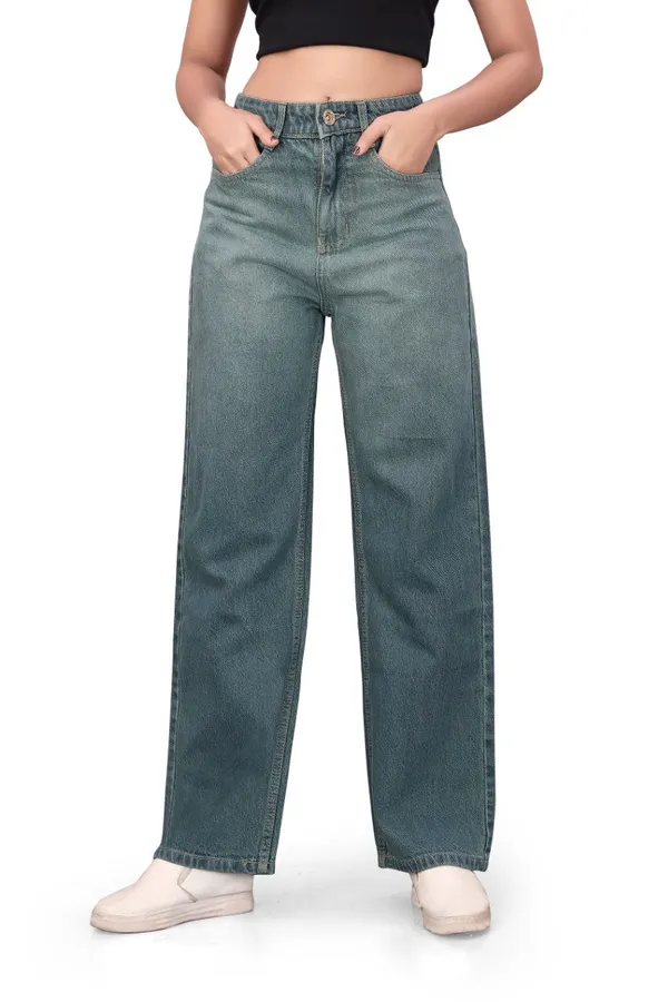 Women'S_High-Waisted_Wide-Leg_Denim_Jeans_-_Blue_Grey