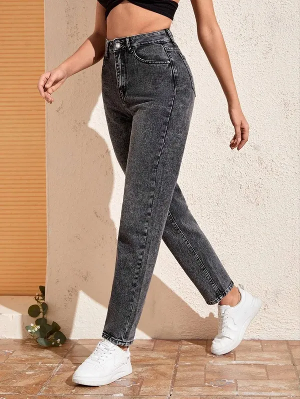 High-Waisted_Acid_Wash_Straight_Fit_Jeans_For_Women