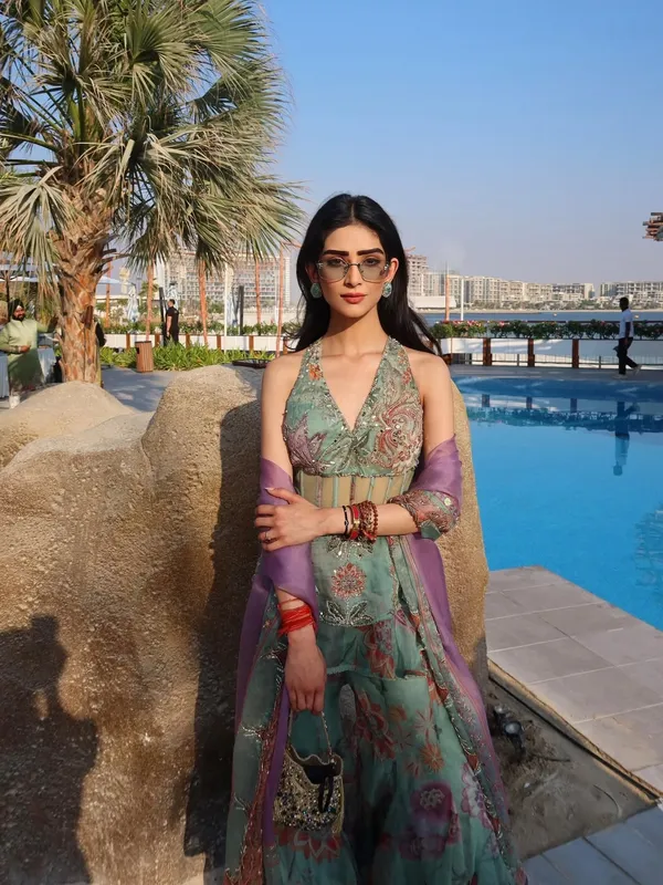 Floral_Embroidered_Sage_Green_Lehenga_Set_With_Purple_Dupatta