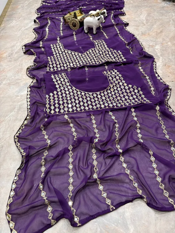 Purple_Georgette_Saree_With_Embellished_Blouse