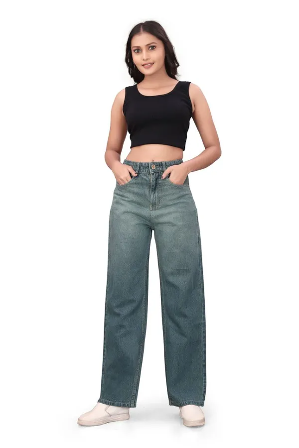 Women'S_High-Waisted_Wide-Leg_Denim_Jeans_-_Blue_Grey