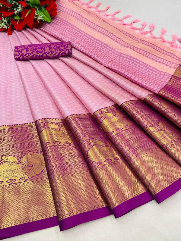 Traditional_Kanjivaram_Silk_Saree_With_Zari_Border_-_Pink_And_Purple