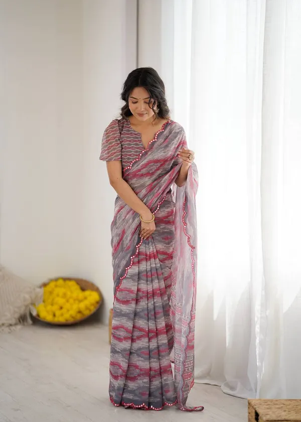 Grey_And_Pink_Abstract_Print_Saree_With_Decorative_Border