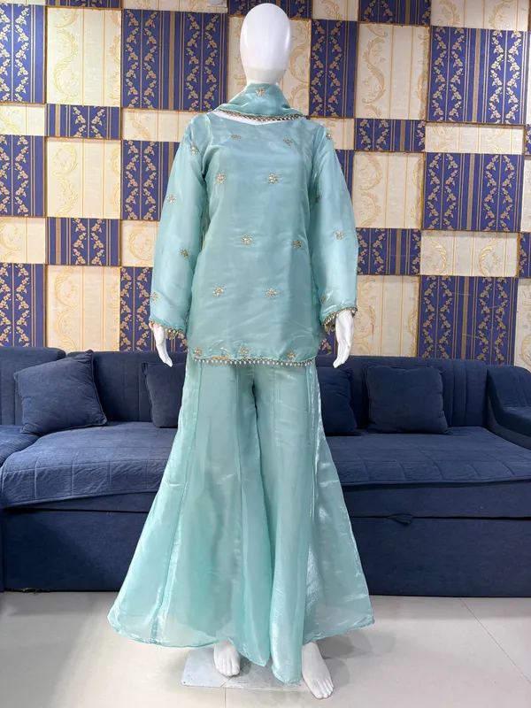 Sea_Green_Embellished_Sharara_Suit_Set_With_Dupatta_-_Ethnic_Wear_For_Women