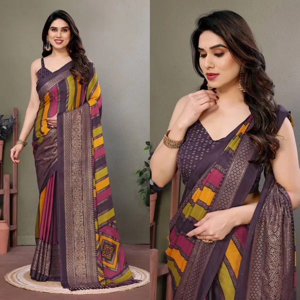 Designer_Purple_Printed_Silk_Blend_Saree_With_Colorful_Geometric_Border_And_Matching_Blouse