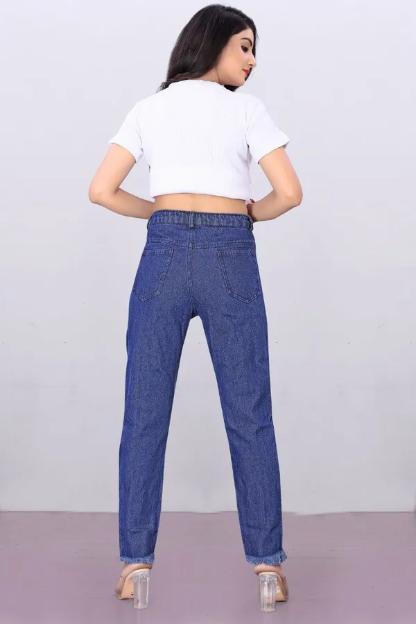 Women'S_High-Waist_Distressed_Denim_Jeans_With_Contrast_Stitching