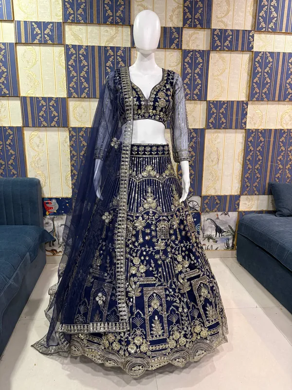 Navy_Blue_Bridal_Embroidered_Lehenga_Choli_Set_With_Dupatta