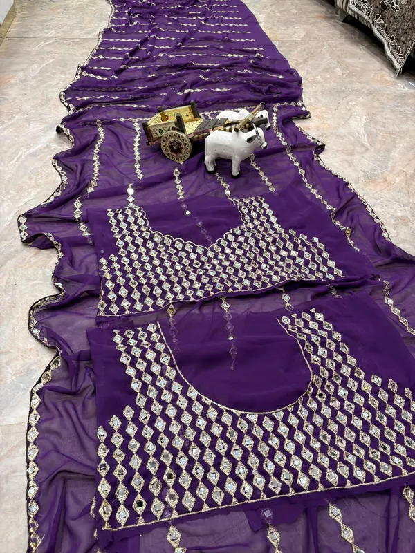 Purple_Georgette_Saree_With_Embellished_Blouse