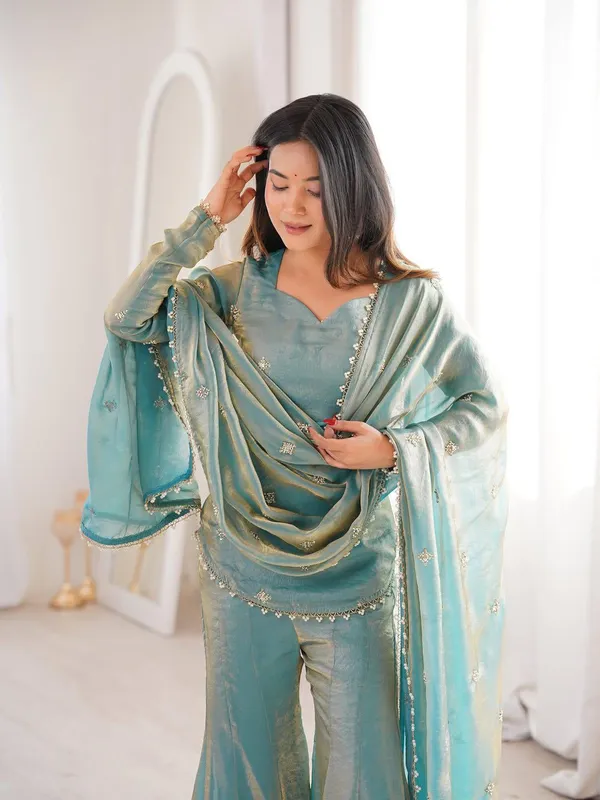 Sea_Green_Embellished_Sharara_Suit_Set_With_Dupatta_-_Ethnic_Wear_For_Women