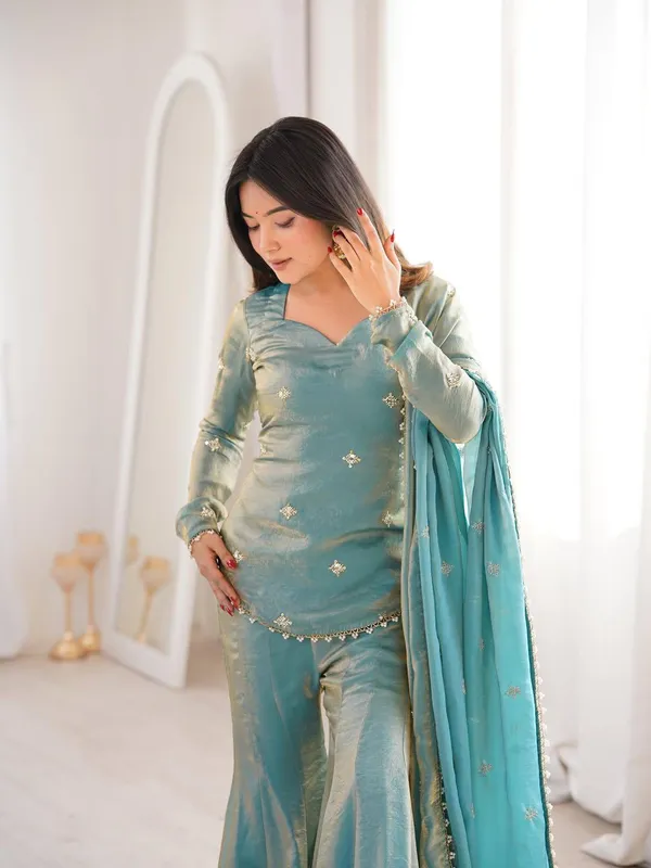 Sea_Green_Embellished_Sharara_Suit_Set_With_Dupatta_-_Ethnic_Wear_For_Women