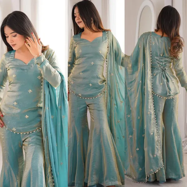 Sea_Green_Embellished_Sharara_Suit_Set_With_Dupatta_-_Ethnic_Wear_For_Women