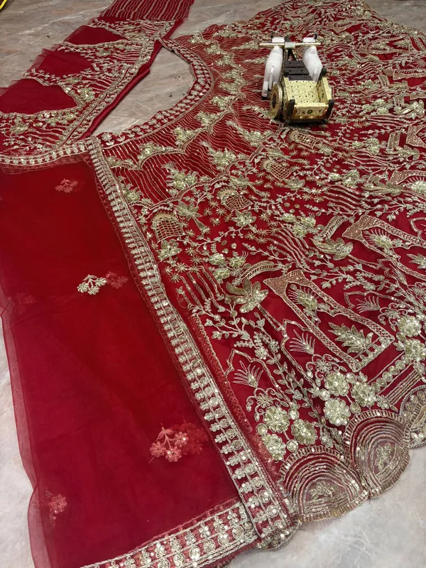 Maroon_Embroidered_Bridal_Lehenga_Choli_Set_With_Heavy_Zari_Work_And_Dupatta