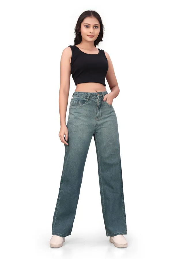 Women'S_High-Waisted_Wide-Leg_Denim_Jeans_-_Blue_Grey