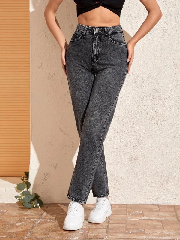 High-Waisted_Acid_Wash_Straight_Fit_Jeans_For_Women