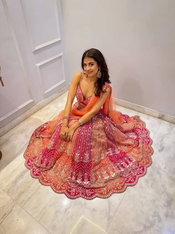 Pink_And_Orange_Embellished_Lehenga_Choli_With_Dupatta