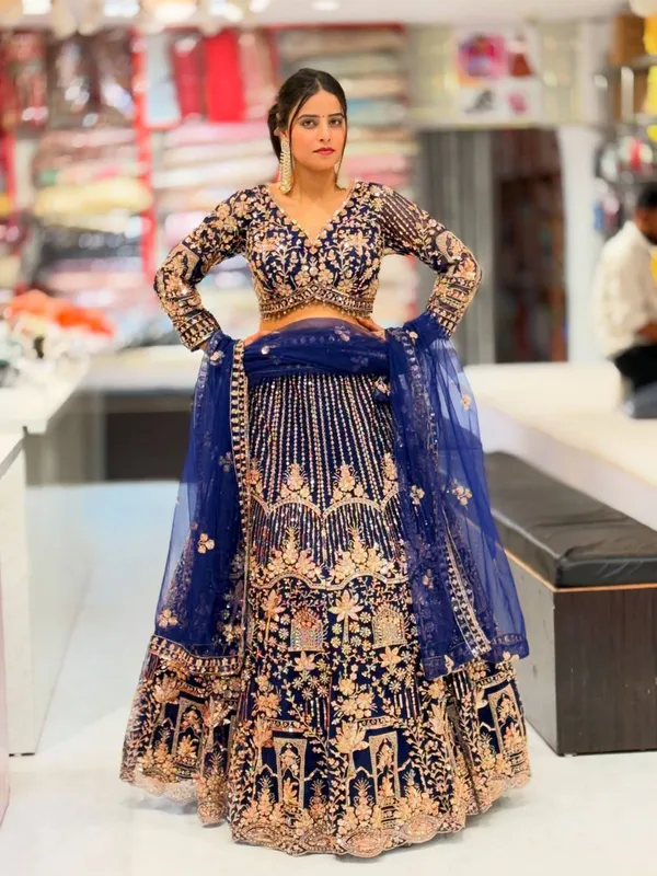 Navy_Blue_Bridal_Embroidered_Lehenga_Choli_Set_With_Dupatta