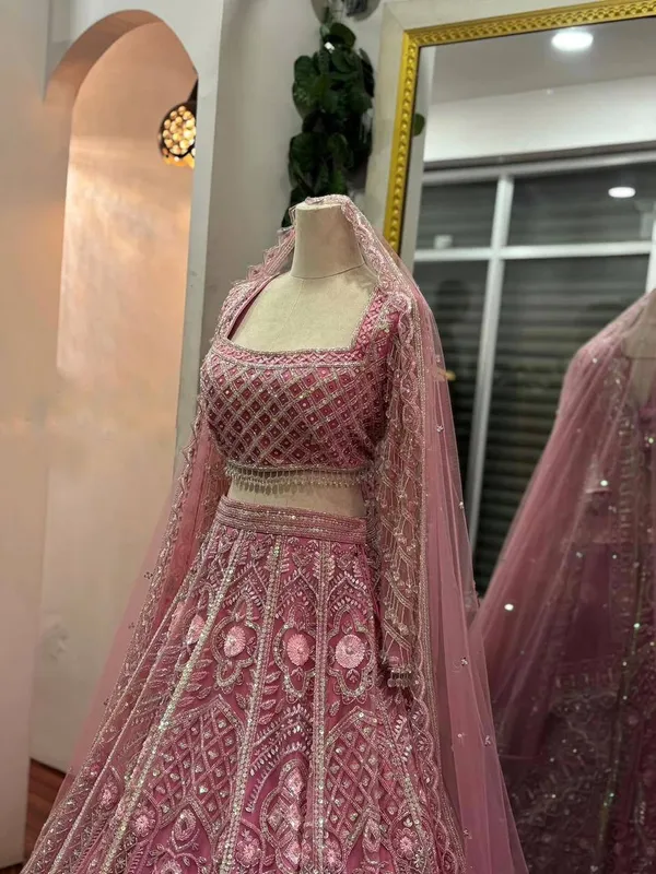 Pink_Embellished_Lehenga_Choli_Set_With_Heavy_Sequin_And_Bead_Work
