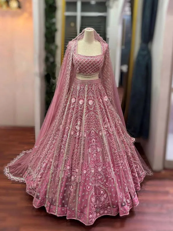 Pink_Embellished_Lehenga_Choli_Set_With_Heavy_Sequin_And_Bead_Work