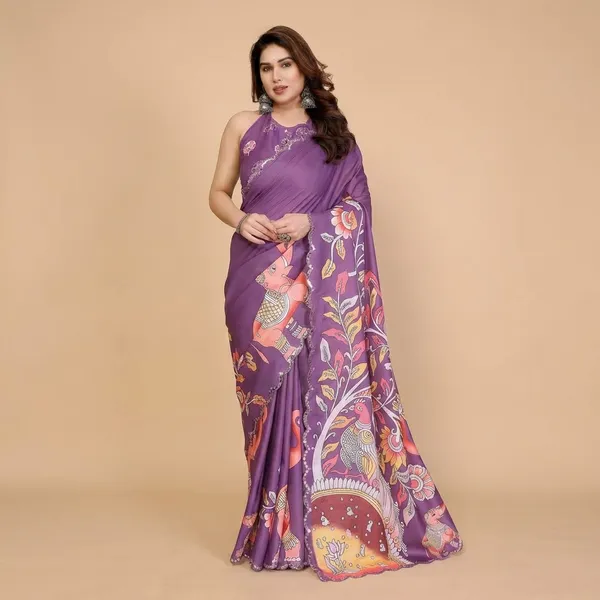 Purple_Madhubani_Saree_With_Handpainted_Fish_And_Floral_Motifs