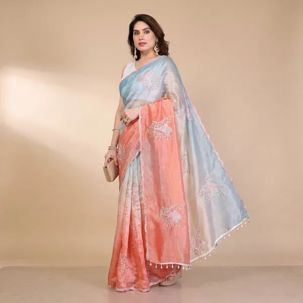 Elegant_Ombre_Saree_With_Floral_Embroidery_And_Pom-Pom_Border