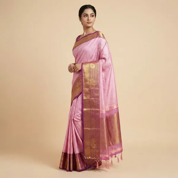 Traditional_Kanjivaram_Silk_Saree_With_Zari_Border_-_Pink_And_Purple