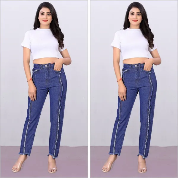 Women'S_High-Waist_Distressed_Denim_Jeans_With_Contrast_Stitching