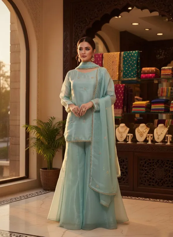 Sea_Green_Embellished_Sharara_Suit_Set_With_Dupatta_-_Ethnic_Wear_For_Women