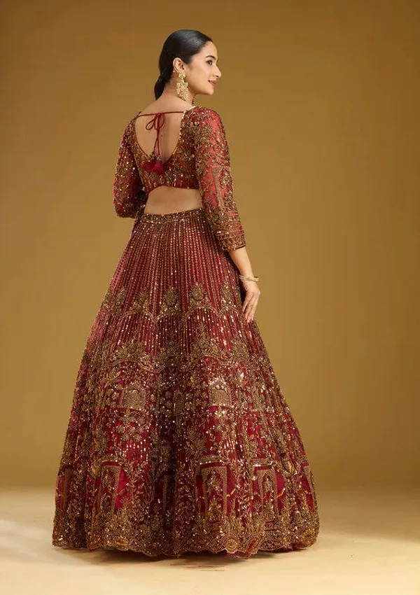 Maroon_Embroidered_Bridal_Lehenga_Choli_Set_With_Heavy_Zari_Work_And_Dupatta