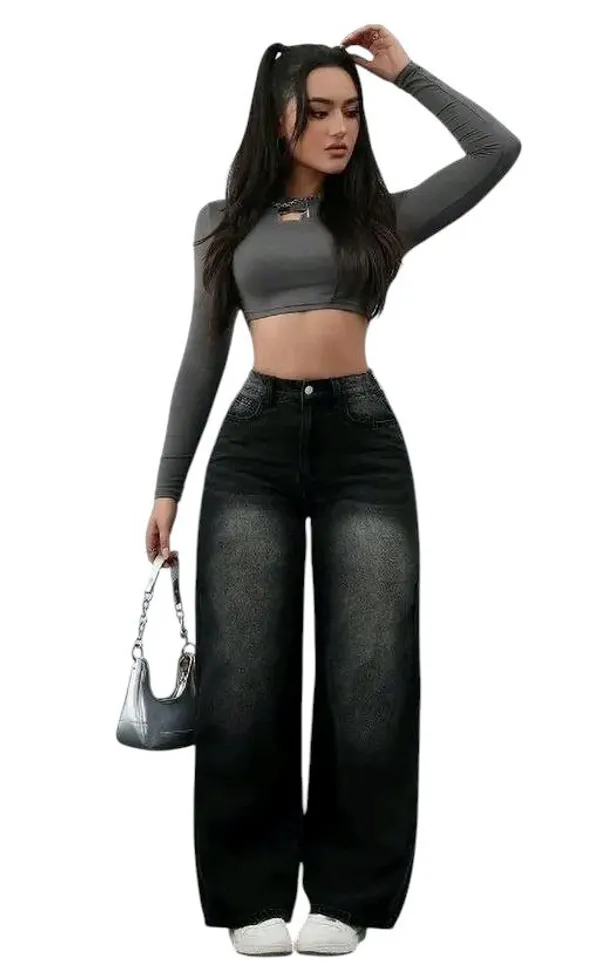 Women'S_High-Waisted_Wide-Leg_Black_Denim_Jeans