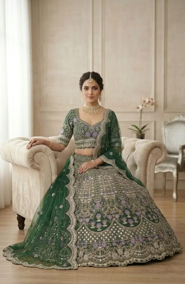 Elegant_Green_Bridal_Lehenga_Choli_With_Heavy_Embellished_Work_And_Dupatta