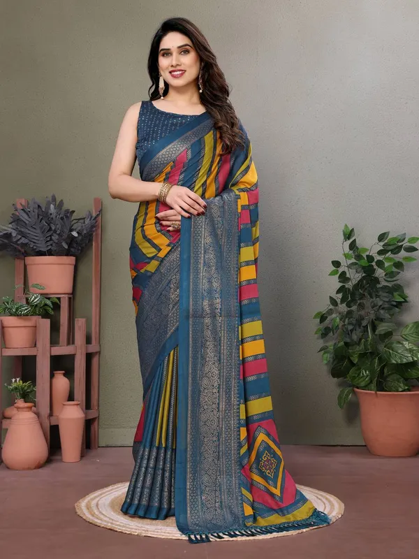 Multicolor_Striped_Saree_With_Embellished_Border