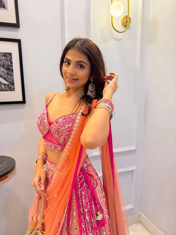 Pink_And_Orange_Embellished_Lehenga_Choli_With_Dupatta