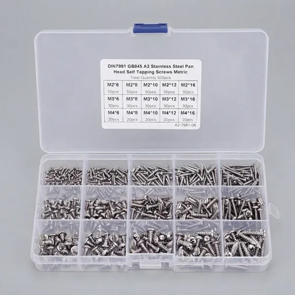 Stainless_Steel_Self_Tapping_Screw_Set_(M2/M3/M4_-_500_Pcs)