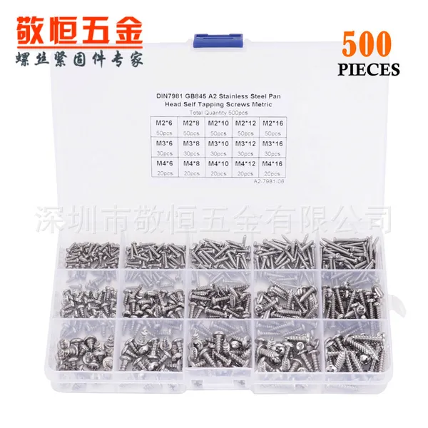 Stainless_Steel_Self_Tapping_Screw_Set_(M2/M3/M4_-_500_Pcs)