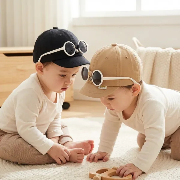 Baby_Baseball_Cap_With_Detachable_Glasses_Pack_Of_2