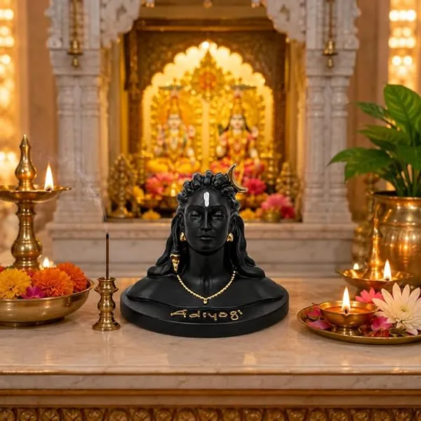 Adiyogi_Shiva_Statue,_Black_and_Gold_Resin_Figurine