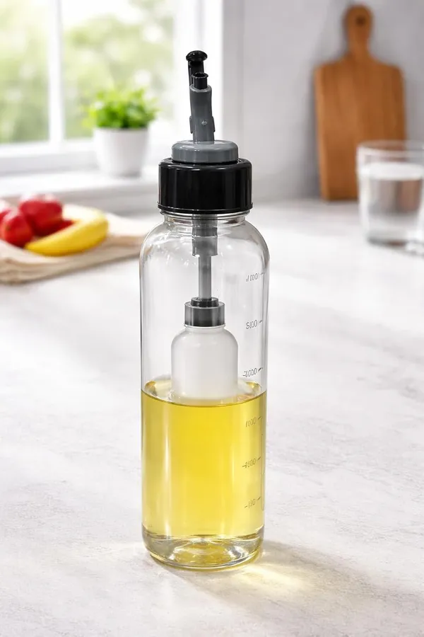 Clear_Glass__And__Steel_Oil_Dispenser_Bottle_With_Pour_Spout_Pack_Of_2