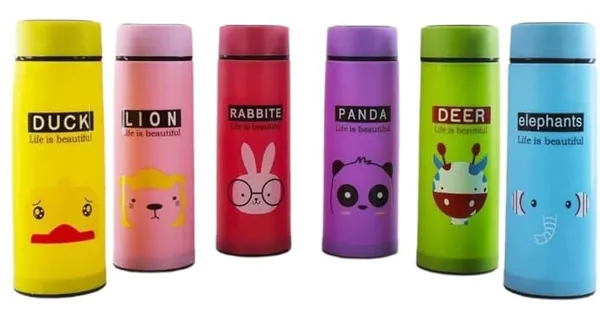 Multicolor_Glass__And__Silicone_Glass_Water_Bottle_With_Multiple_Cartoon_For_Kids_Pack_of_2