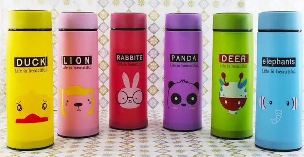 Multicolor_Glass__And__Silicone_Glass_Water_Bottle_With_Multiple_Cartoon_For_Kids_Pack_of_2