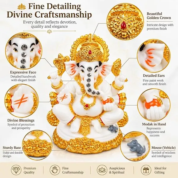 Lord_Ganesha_Idol_Statue,_White_and_Gold_Resin_Figurine