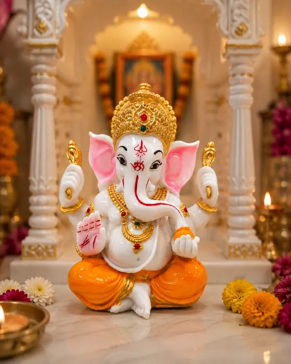 Shree_Ganesh_Ji_Vighnaharta_Decorative_Idol_–_White_&_Orange