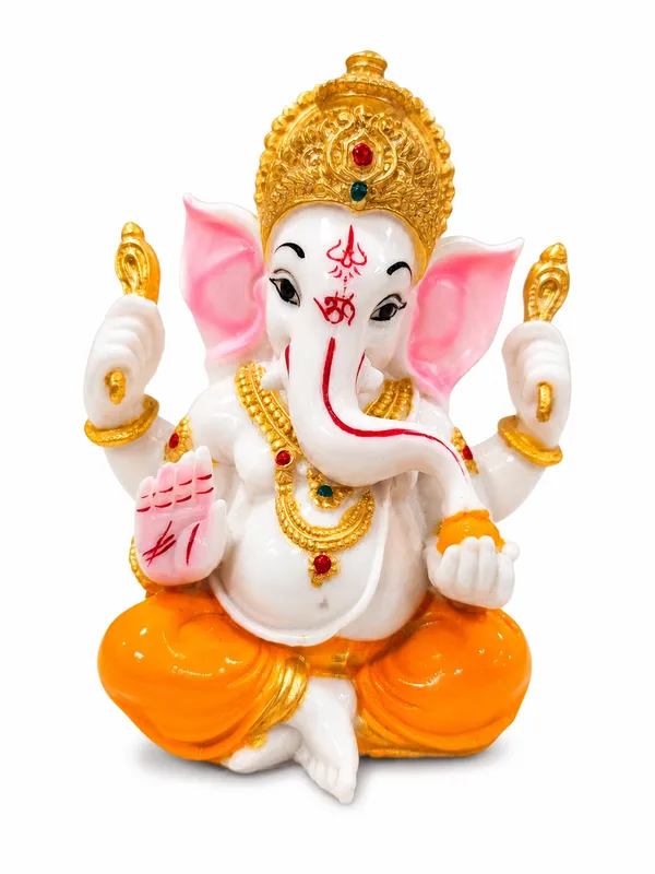 Shree_Ganesh_Ji_Vighnaharta_Decorative_Idol_–_White_&_Orange